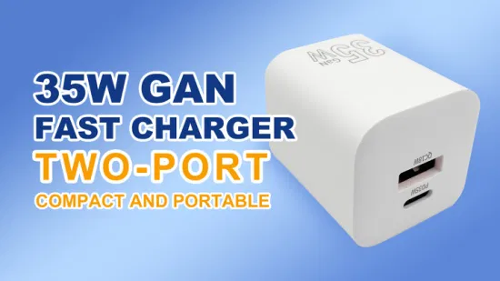 La última tecnología de nitruro de galio 35W Pd QC cargador rápido USB a+C cargador de energía móvil de doble puerto